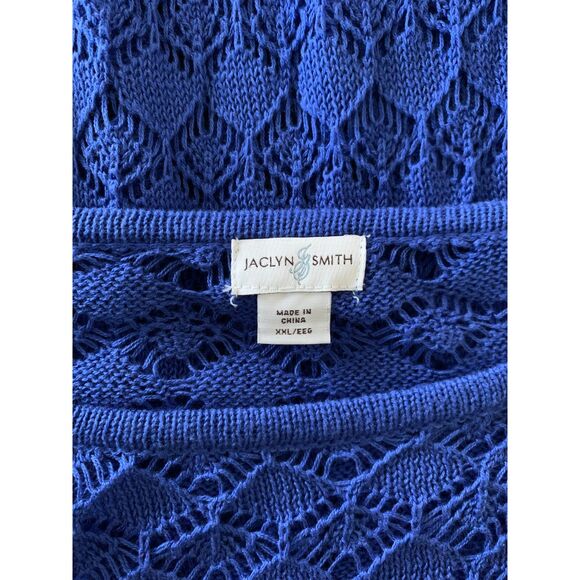 Jaclyn Smith Women Sweater XXL Blue Pullover Open Knit Lightweight Beach Coastal - Picture 3 of 8